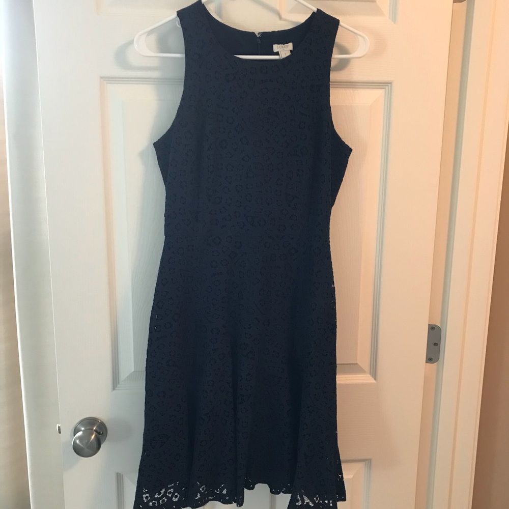 J crew factory navy lace dress in size 2